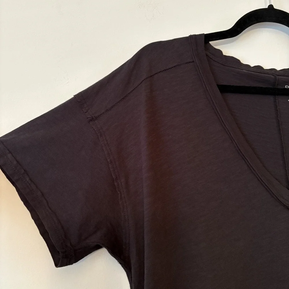 NWT Pilcro 100% Cotton Oversized V Neck Shirt Black Size M Travel Lounge Casual - Picture 5 of 10